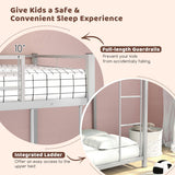 Low Profile Twin Over Twin Metal Bunk Bed with Full-length Guardrails-Silver