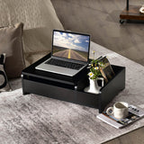 Compact Bay Window Makeup Dressing Table with Flip-Top Mirror-Black