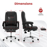 Massage Adjustable Executive Chair with Armrests and Retractable Footrest-Black