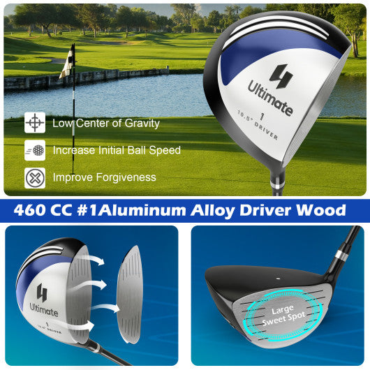 Men's 9 Pieces Complete Golf Club Set-Navy