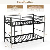 Metal Bunk Bed with Ladder and Full-length Guardrails-Black