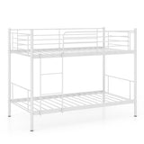 Metal Bunk Bed with Ladder and Full-length Guardrails-White