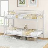 Metal Bunk Bed with Ladder and Full-length Guardrails-White