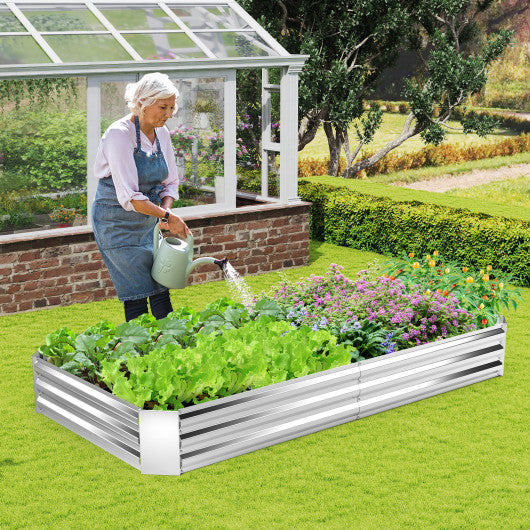 Metal Galvanized Raised Garden Bed with Open-Ended Base-8 x 4 ft