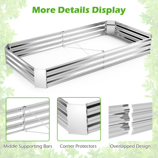 Metal Galvanized Raised Garden Bed with Open-Ended Base-8 x 4 ft