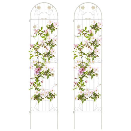 2 Pack 86.5 x 20 Inches Metal Garden Trellis for Climbing Plants-White