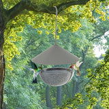 Metal Hanging Bird Feeder and Bath with Weatherproof Dome