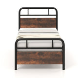 Twin/Full/Queen Size Bed Frame with Industrial Headboard-Twin Size