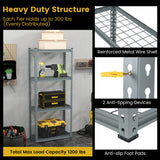4-Tier Metal Shelving Unit with Anti-slip Foot Pad and Anti-tipping Device-Gray