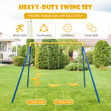 Metal Swing Set for Backyard with 2 Swing Seats and 2 Glider Seats-Blue