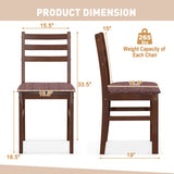 Set of 2 Mid-Century Wooden Dining Chairs-Espresso