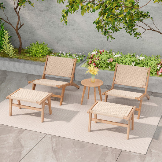 Mid Century Modern Accent Chair Farmhouse Braided Rope Chair with Ottoman