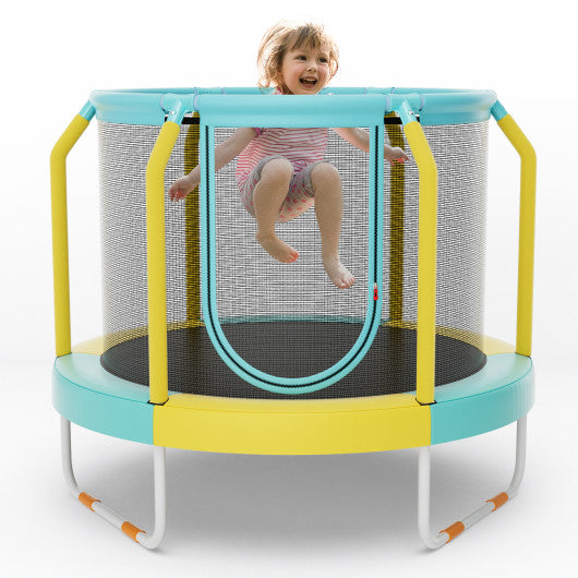 Mini Trampoline with Enclosure and Heavy-duty Metal Frame-Yellow