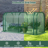 Mini Tunnel Greenhouse with Roll-up Zipper Door-Green