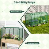 Mini Tunnel Greenhouse with Roll-up Zipper Door-Green