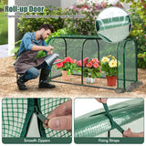 Mini Tunnel Greenhouse with Roll-up Zipper Door-Green