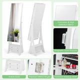 Freestanding Full Length LED Mirrored Jewelry Armoire with 6 Drawers-White