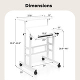 Mobile Stand-up Computer Desk Adjustable with 2 Tilting Desktops-White