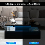 Modern 2-tier High Glossy Table with Adjustable Light Colors for Living Room-Black