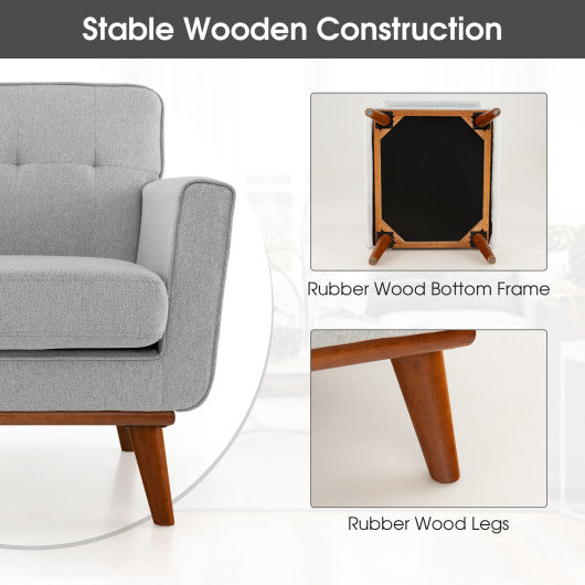 Modern Accent Chair Upholstered Linen Fabric Armchair with Removable Padded Seat Cushion-Gray