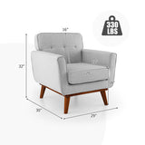Modern Accent Chair Upholstered Linen Fabric Armchair with Removable Padded Seat Cushion-Gray