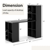 Modern Computer Desk with 12 Cubes Bookshelf-Black