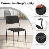 Modern Dining Chairs Set of 4 with Tilted Backrest and Sturdy Metal Legs-Black