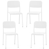 Modern Dining Chairs Set of 4 with Tilted Backrest and Sturdy Metal Legs-White