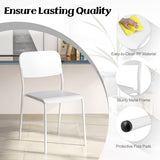 Modern Dining Chairs Set of 4 with Tilted Backrest and Sturdy Metal Legs-White