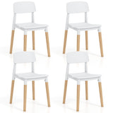 Modern Dining Side Chairs Set of 4 with Ergonomic Backrest for Dining Room-White