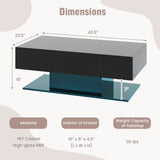 Modern LED Coffee Table with 20 Color LED Lights and 2 Storage Drawers-Black