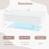 Modern LED Coffee Table with 20 Color LED Lights and 2 Storage Drawers-White