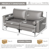 Modern Loveseat Sofa with 2 Bolsters and Side Storage Pocket-Light Gray