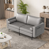 Modern Loveseat Sofa with 2 Bolsters and Side Storage Pocket-Light Gray
