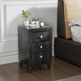 Modern Nightstand with 3 Drawers for Bedroom Living Room-Black