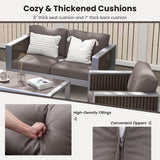 Patio Furniture Aluminum Armchair with Thick Back and Seat Cushion