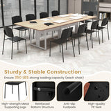 Modern Plastic Dining Chair Set of 2 with Metal Legs and Curved Back-Black