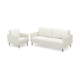 Modern Sofa Couch with Solid Metal Legs and Removable Backrest Cushion-White