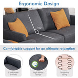Modern Sofa Couch with Solid Metal Legs and Removable Backrest Cushion-Gray-Sofa Set