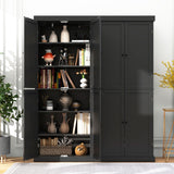 72.5 Inches Tall Buffet Cabinet with 6-Tier Shelves and 4 Doors-Black