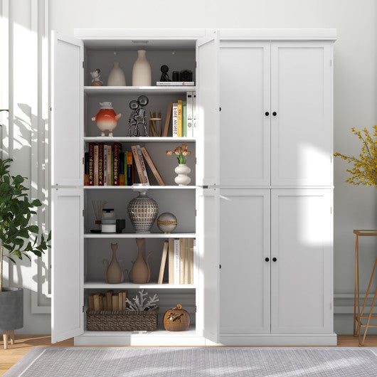 72.5 Inches Tall Buffet Cabinet with 6-Tier Shelves and 4 Doors-White