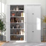 72.5 Inches Tall Buffet Cabinet with 6-Tier Shelves and 4 Doors-White