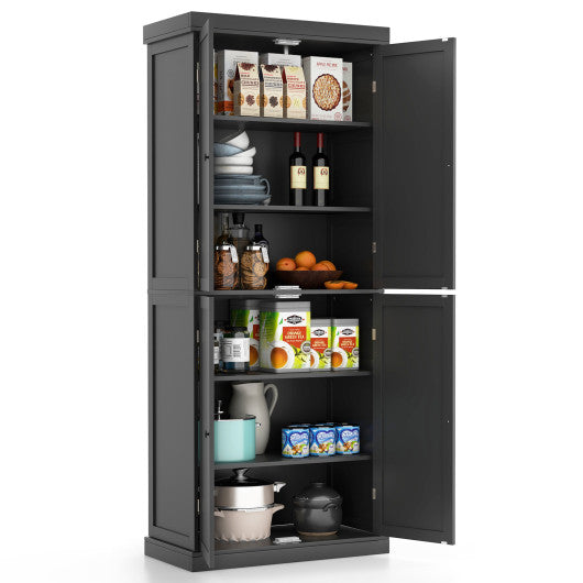 72.5 Inches Tall Buffet Cabinet with 6-Tier Shelves and 4 Doors-Black