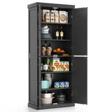 72.5 Inches Tall Buffet Cabinet with 6-Tier Shelves and 4 Doors-Black