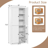 72.5 Inches Tall Buffet Cabinet with 6-Tier Shelves and 4 Doors-White