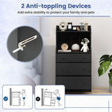 Modern Storage Dresser with Anti-toppling Device-Black