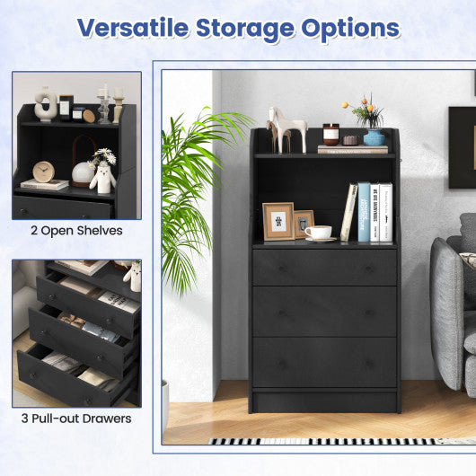 Modern Storage Dresser with Anti-toppling Device-Black