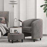 Modern Upholstered Barrel Teddy Velvet Chair with Ottoman-Gray
