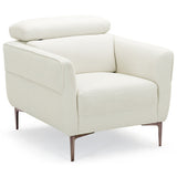 Modern Upholstered Single Sofa with Adjustable Headrest and Stable Metal Legs-White