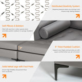 Modular L-shaped 4-Seat Sectional Sofa with Reversible Chaise and 2 USB Socket-Light Gray